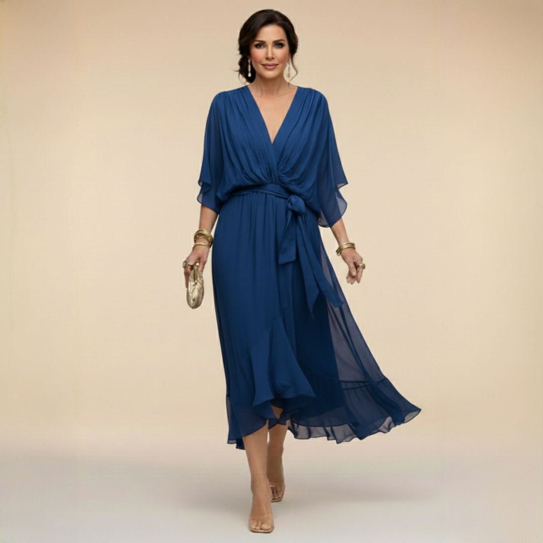 Μόνικα | Φόρεμα από chiffon με V ντεκολτέ