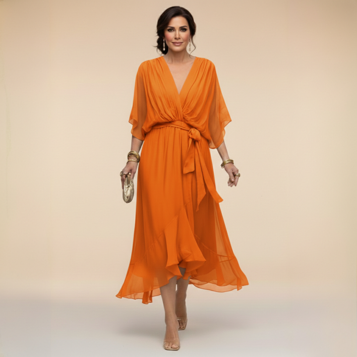 Μόνικα | Φόρεμα από chiffon με V ντεκολτέ
