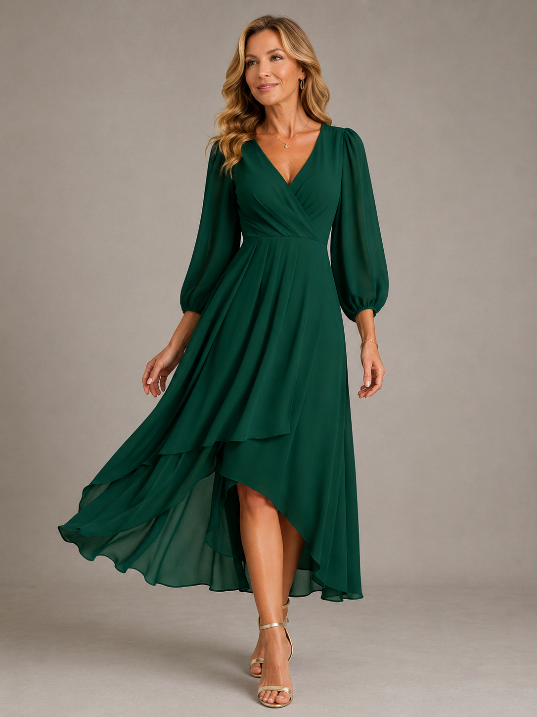 Mia™ | Elegantna Duga Haljina s V-Izrezom